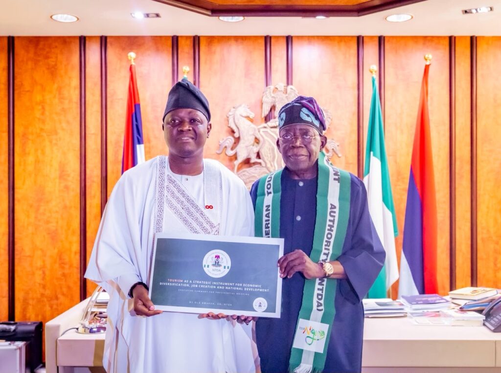 PRESIDENT BOLA AHMED TINUBU RECEIVES IN AUDIENCE THE DIRECTOR-GENERAL OF THE NIGERIAN TOURISM DEVELOPMENT AUTHORITY (NTDA), OLAYIWOLA AWAKAN, AT THE STATE HOUSE, ABUJA